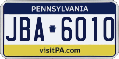 PA license plate JBA6010