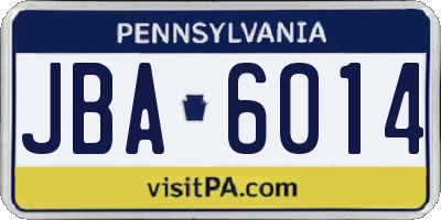 PA license plate JBA6014