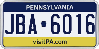 PA license plate JBA6016