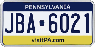 PA license plate JBA6021