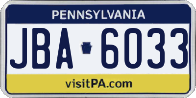 PA license plate JBA6033