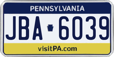 PA license plate JBA6039