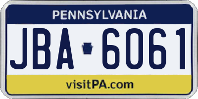 PA license plate JBA6061