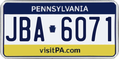 PA license plate JBA6071