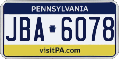 PA license plate JBA6078