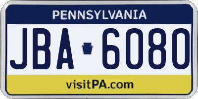 PA license plate JBA6080