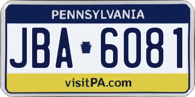 PA license plate JBA6081