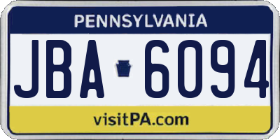 PA license plate JBA6094