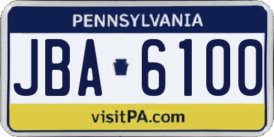 PA license plate JBA6100