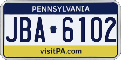 PA license plate JBA6102