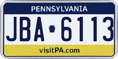 PA license plate JBA6113