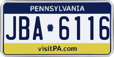 PA license plate JBA6116