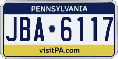 PA license plate JBA6117