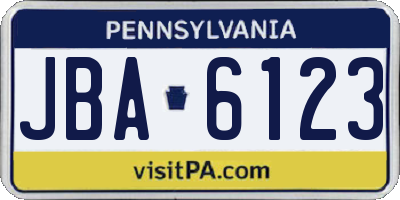 PA license plate JBA6123