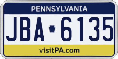 PA license plate JBA6135