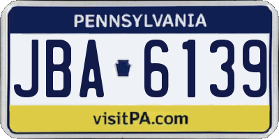 PA license plate JBA6139