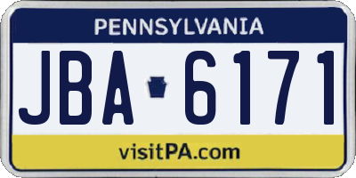 PA license plate JBA6171