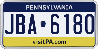 PA license plate JBA6180