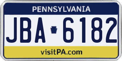 PA license plate JBA6182