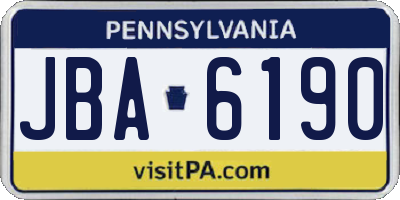 PA license plate JBA6190