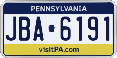 PA license plate JBA6191