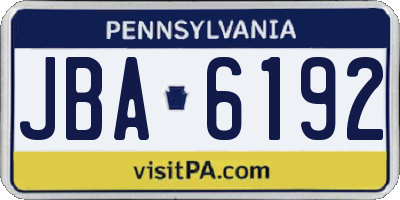 PA license plate JBA6192