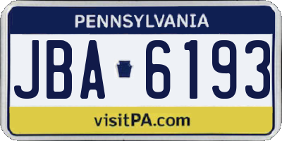 PA license plate JBA6193