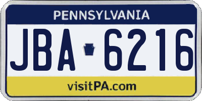 PA license plate JBA6216