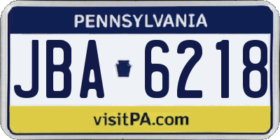 PA license plate JBA6218
