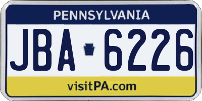 PA license plate JBA6226