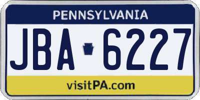 PA license plate JBA6227