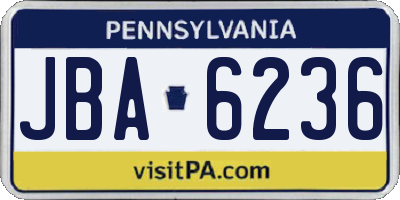 PA license plate JBA6236