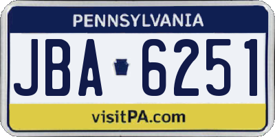 PA license plate JBA6251