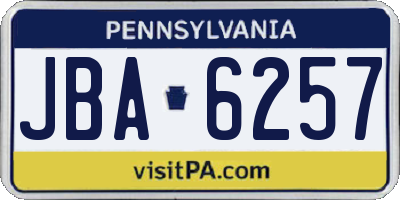 PA license plate JBA6257
