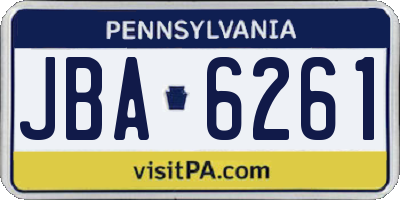 PA license plate JBA6261