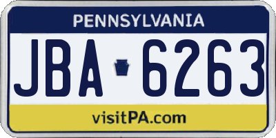 PA license plate JBA6263