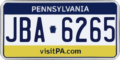PA license plate JBA6265
