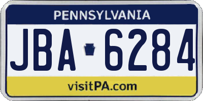 PA license plate JBA6284