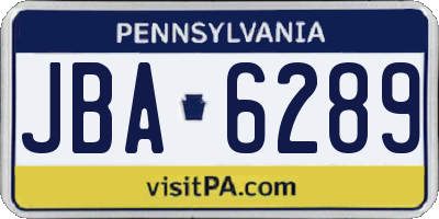 PA license plate JBA6289