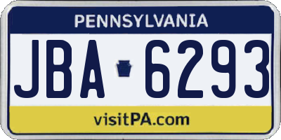 PA license plate JBA6293