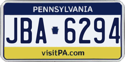 PA license plate JBA6294