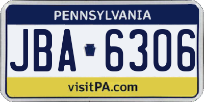 PA license plate JBA6306