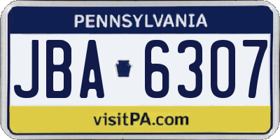 PA license plate JBA6307