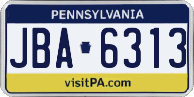 PA license plate JBA6313
