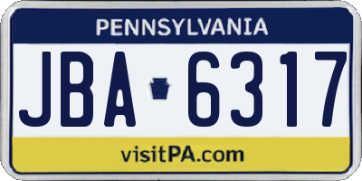 PA license plate JBA6317