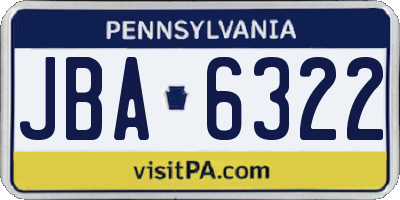 PA license plate JBA6322