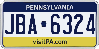 PA license plate JBA6324