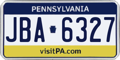 PA license plate JBA6327