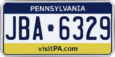 PA license plate JBA6329