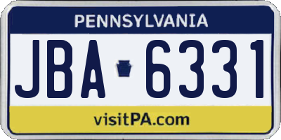 PA license plate JBA6331